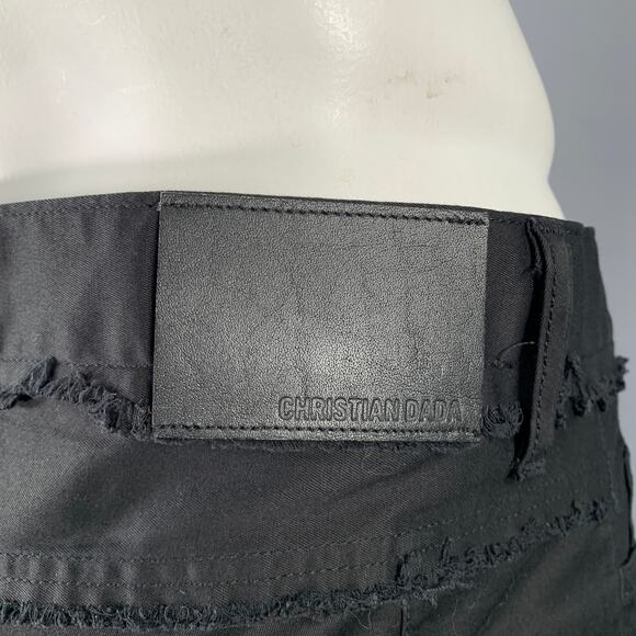 CHRISTIAN DADA Size 36 Black Distressed Cotton Zip Jeans - Picture 4 of 6